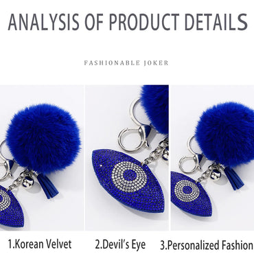 Simple Style Devil'S Eye Flannel Inlay Rhinestones Unisex Bag Pendant Keychain 1 Piece