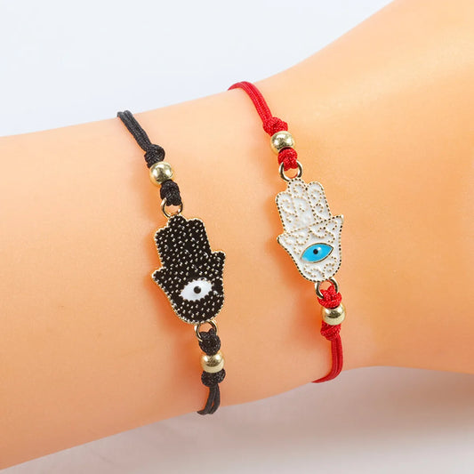 Simple Style Devil's Eye Hand Of Fatima Alloy Unisex Drawstring Bracelets