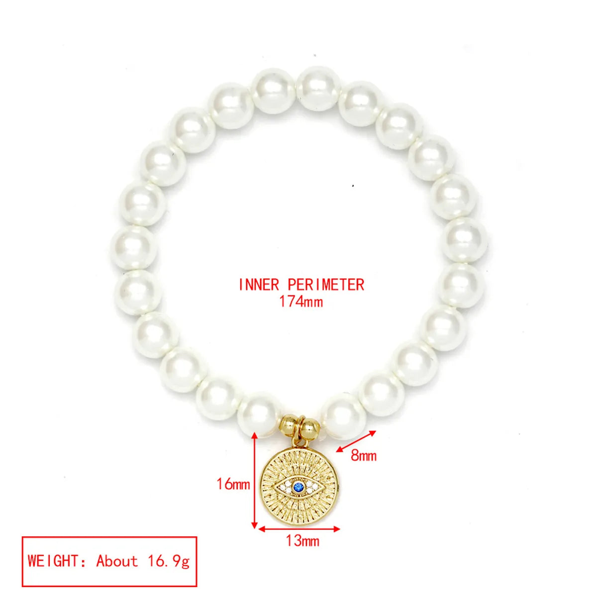 Simple Style Devil'S Eye Hand Of Fatima Artificial Pearl Glass Copper Wholesale Bracelets