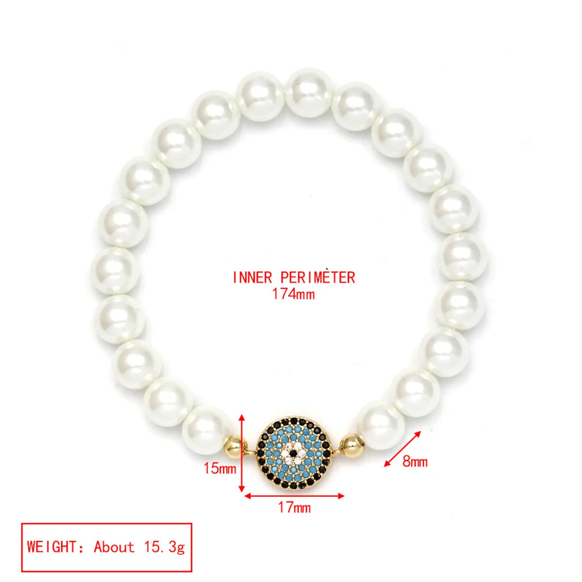 Simple Style Devil'S Eye Hand Of Fatima Artificial Pearl Glass Copper Wholesale Bracelets