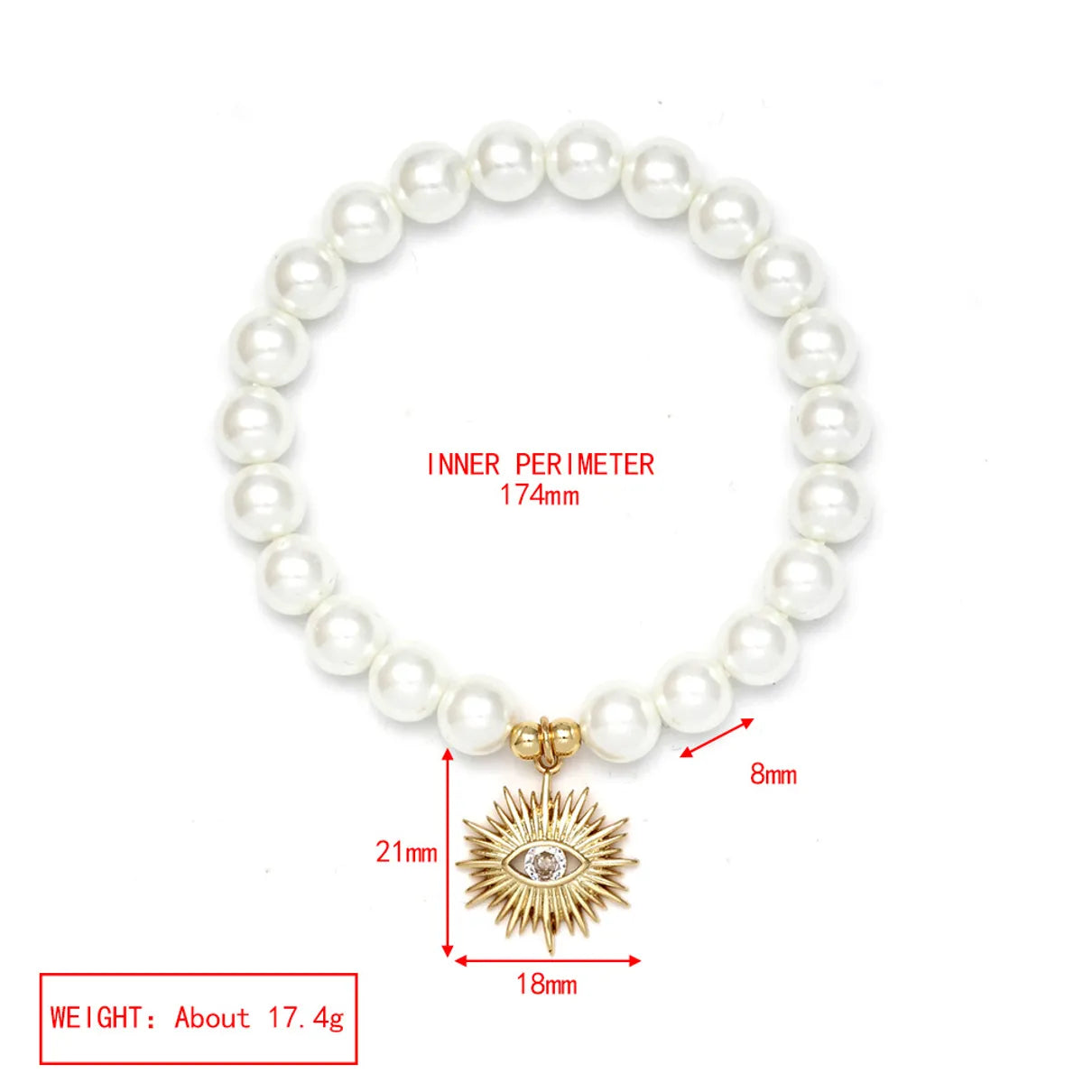 Simple Style Devil'S Eye Hand Of Fatima Artificial Pearl Glass Copper Wholesale Bracelets