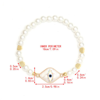 Simple Style Devil'S Eye Heart Shape Imitation Pearl Alloy Wholesale Bracelets