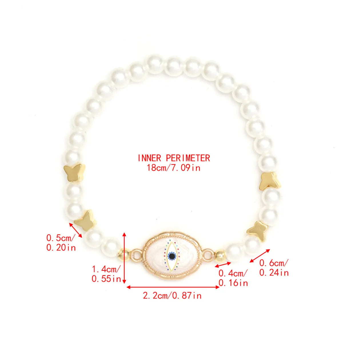 Simple Style Devil'S Eye Heart Shape Imitation Pearl Alloy Wholesale Bracelets