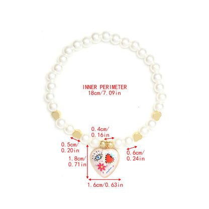 Simple Style Devil'S Eye Heart Shape Imitation Pearl Alloy Wholesale Bracelets