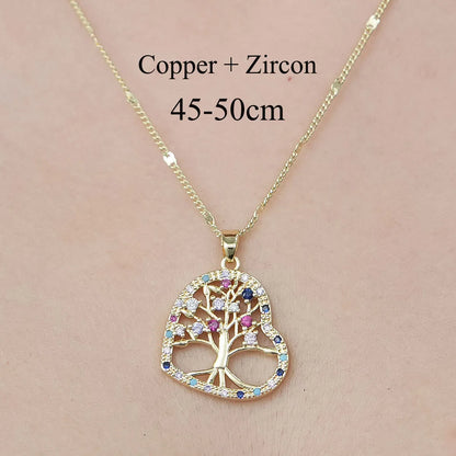 Simple Style Devil's Eye Heart Shape Owl Copper Plating Inlay Zircon Pendant Necklace