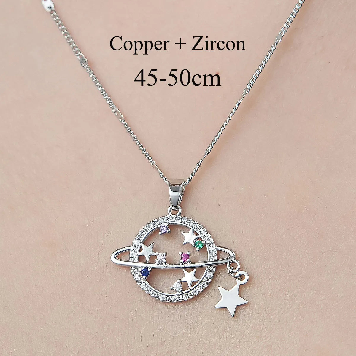 Simple Style Devil'S Eye Star Flower Copper Plating Inlay Zircon Pendant Necklace