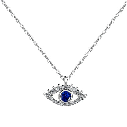 Simple Style Devil's Eye Sterling Silver Inlay Zircon Pendant Necklace