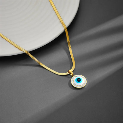 Simple Style Devil's Eye Titanium Steel Plating Pendant Necklace