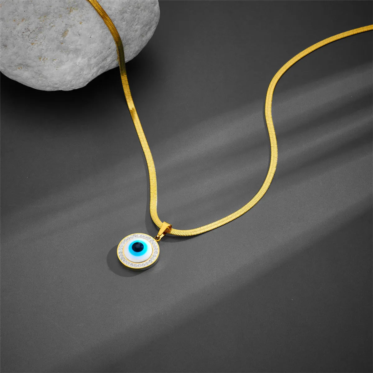 Simple Style Devil's Eye Titanium Steel Plating Pendant Necklace