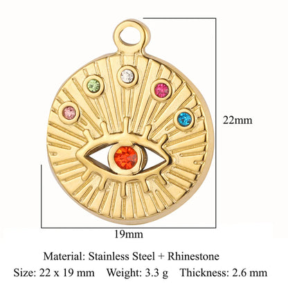 Simple Style Devil'S Eye Zircon Titanium Steel Wholesale Charms Jewelry Accessories