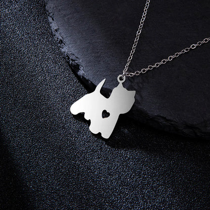 Simple Style Dog Heart Shape Stainless Steel Pendant Necklace Hollow Out Stainless Steel Necklaces 1 Piece