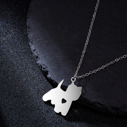 Simple Style Dog Heart Shape Stainless Steel Pendant Necklace Hollow Out Stainless Steel Necklaces 1 Piece