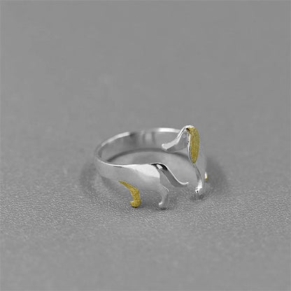 Simple Style Dog Sterling Silver Plating Open Ring