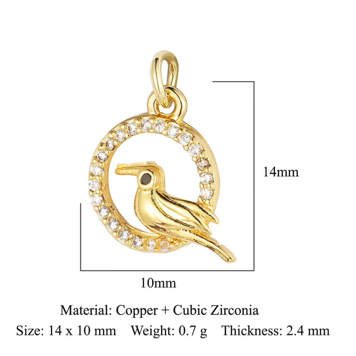 1 Piece Copper Zircon 18K Gold Plated Dolphin Butterfly