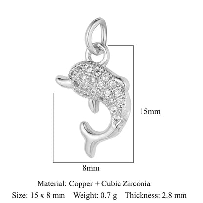 1 Piece Copper Zircon 18K Gold Plated Dolphin Butterfly