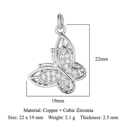 1 Piece Copper Zircon 18K Gold Plated Dolphin Butterfly