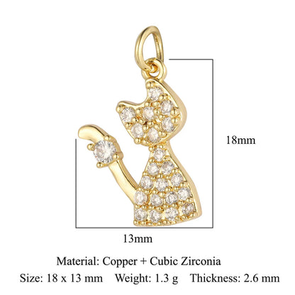 1 Piece Copper Zircon 18K Gold Plated Dolphin Butterfly