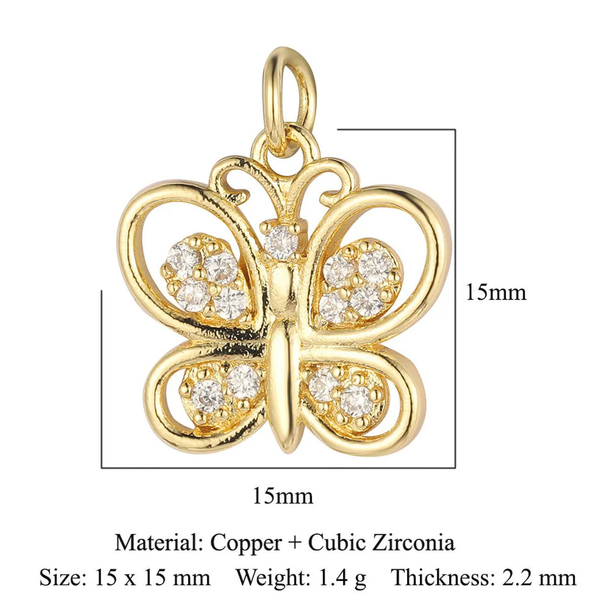 1 Piece Copper Zircon 18K Gold Plated Dolphin Butterfly