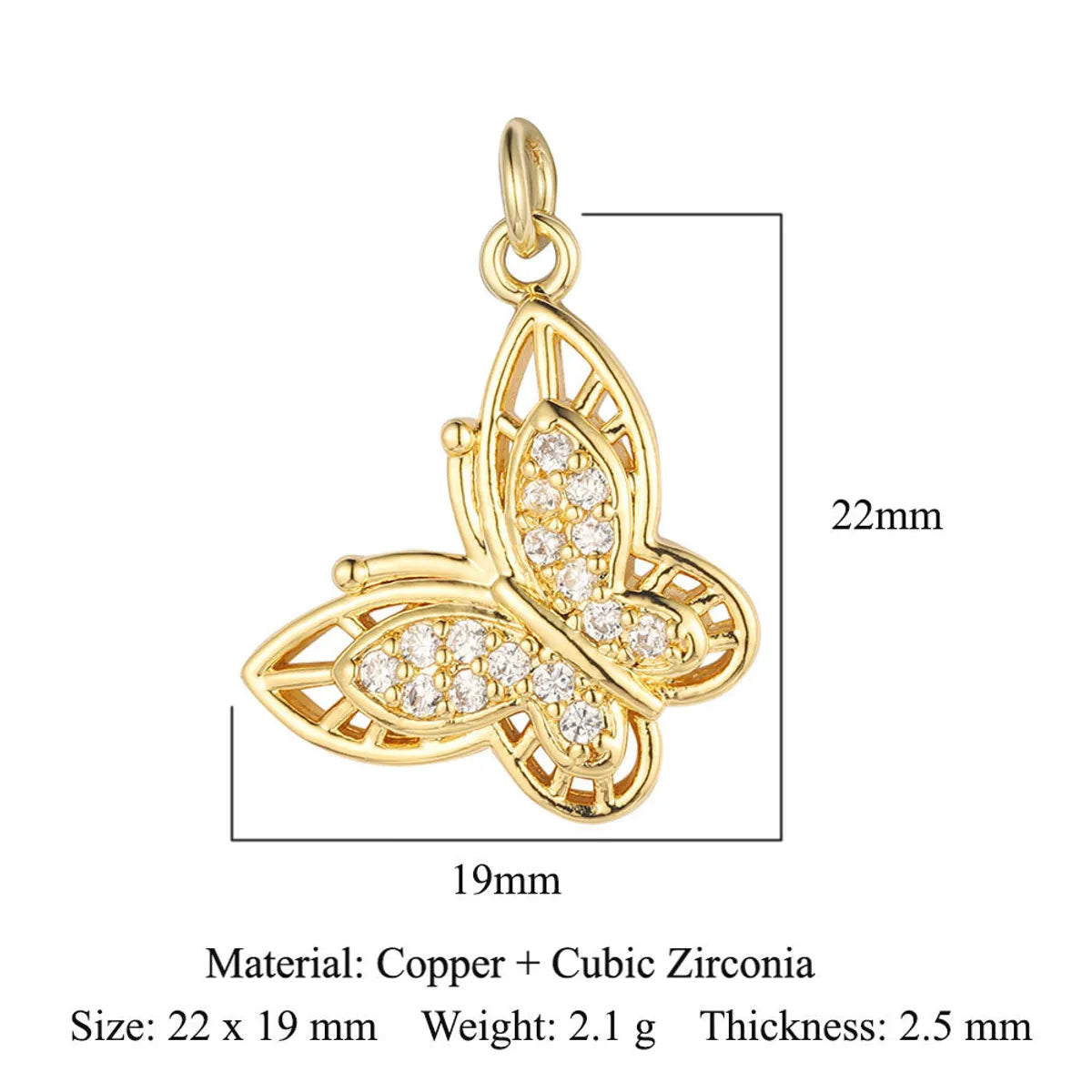 1 Piece Copper Zircon 18K Gold Plated Dolphin Butterfly