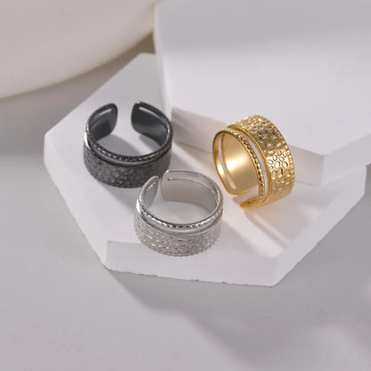 Simple Style Double Ring Titanium Steel Plating Hollow Out Open Ring