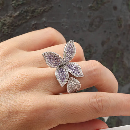 Simple Style Dragonfly Butterfly Sterling Silver Inlay Zircon Rings