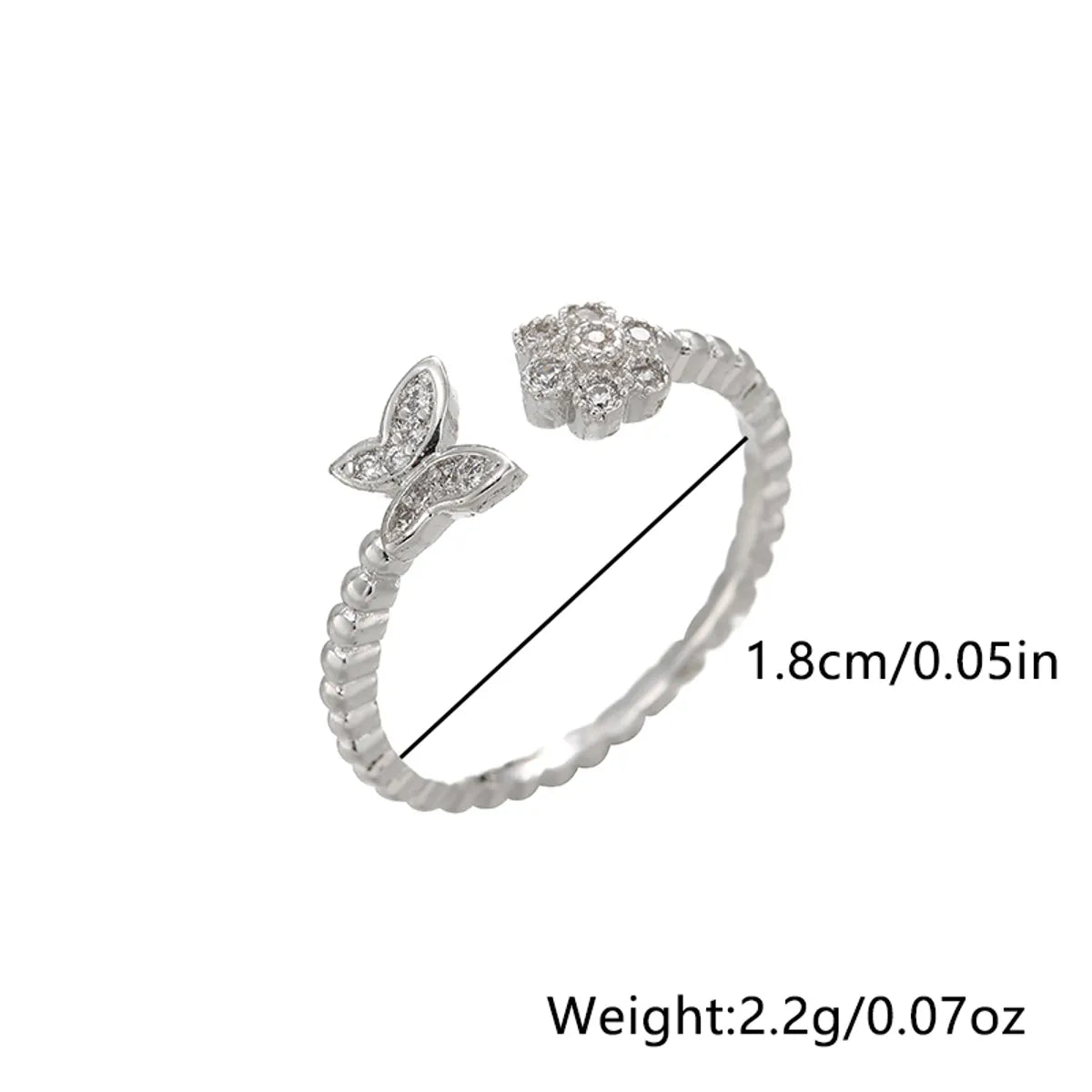 Simple Style Dragonfly Butterfly Sterling Silver Inlay Zircon Rings