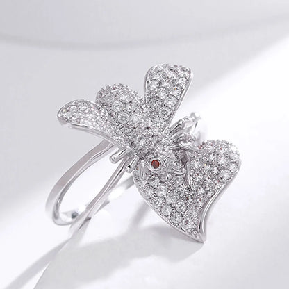 Simple Style Dragonfly Butterfly Sterling Silver Inlay Zircon Rings