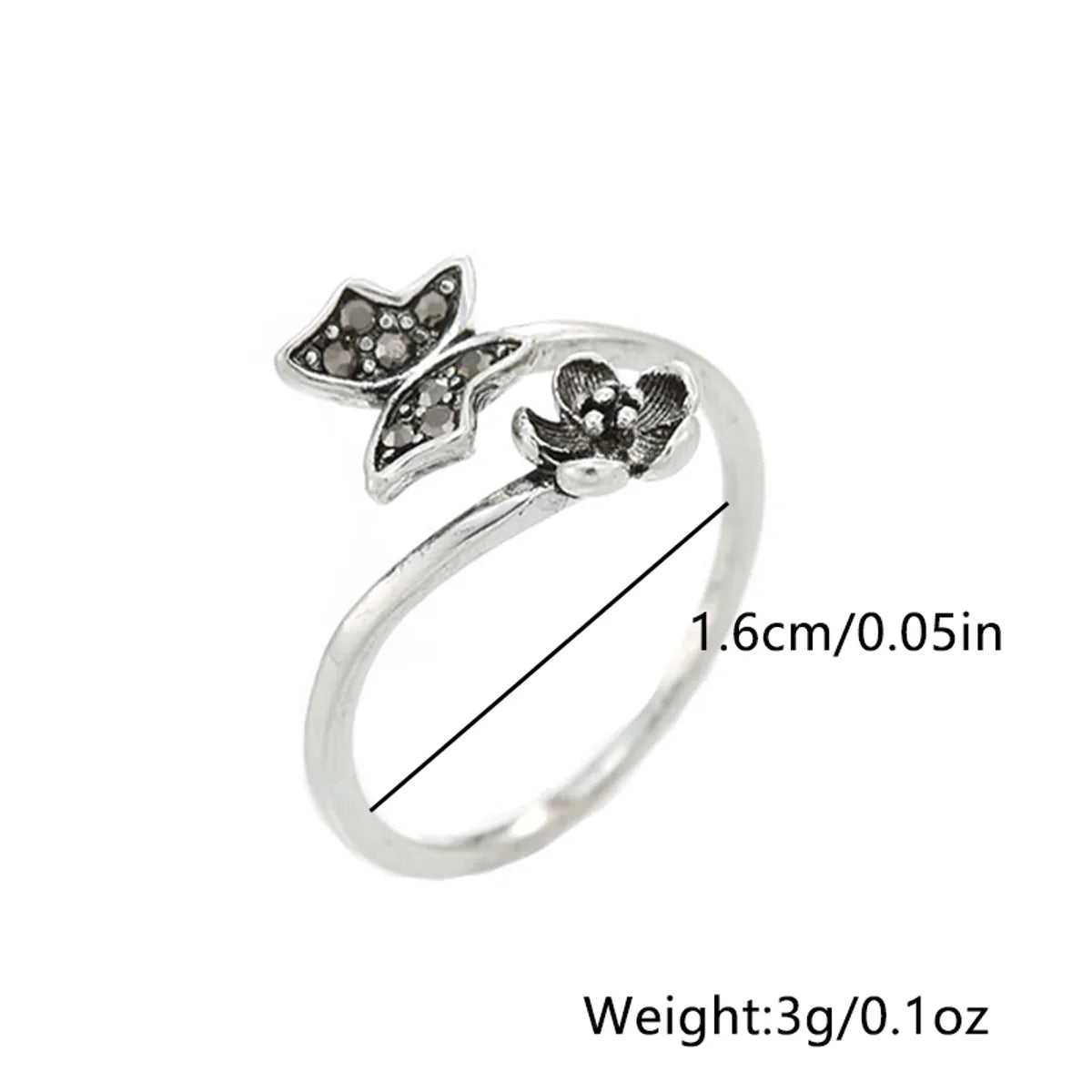 Simple Style Dragonfly Butterfly Sterling Silver Inlay Zircon Rings