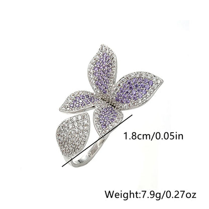 Simple Style Dragonfly Butterfly Sterling Silver Inlay Zircon Rings