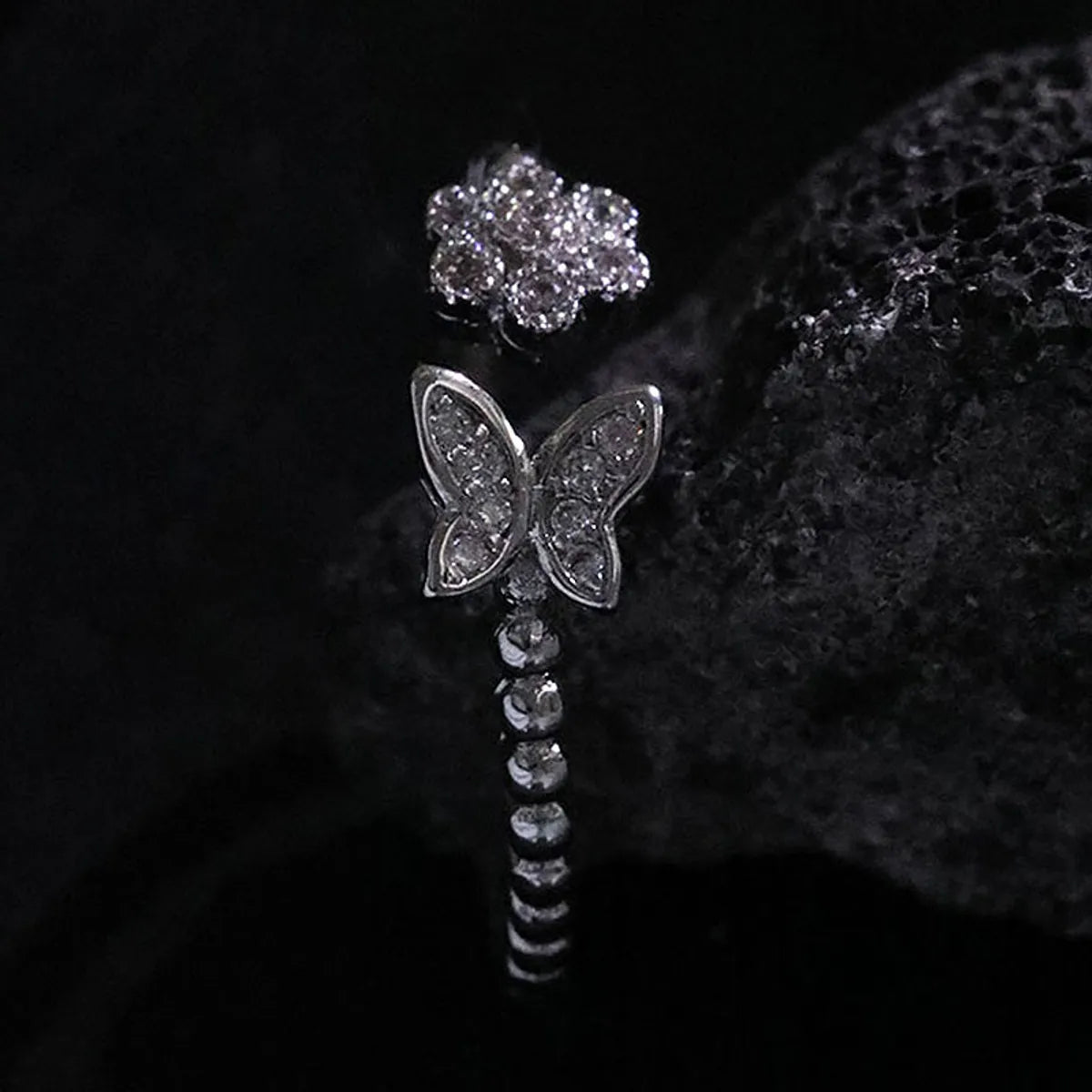 Simple Style Dragonfly Butterfly Sterling Silver Inlay Zircon Rings