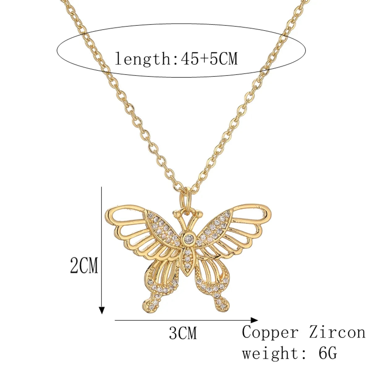 Simple Style Dragonfly Copper Plating Inlay Zircon Gold Plated Pendant Necklace