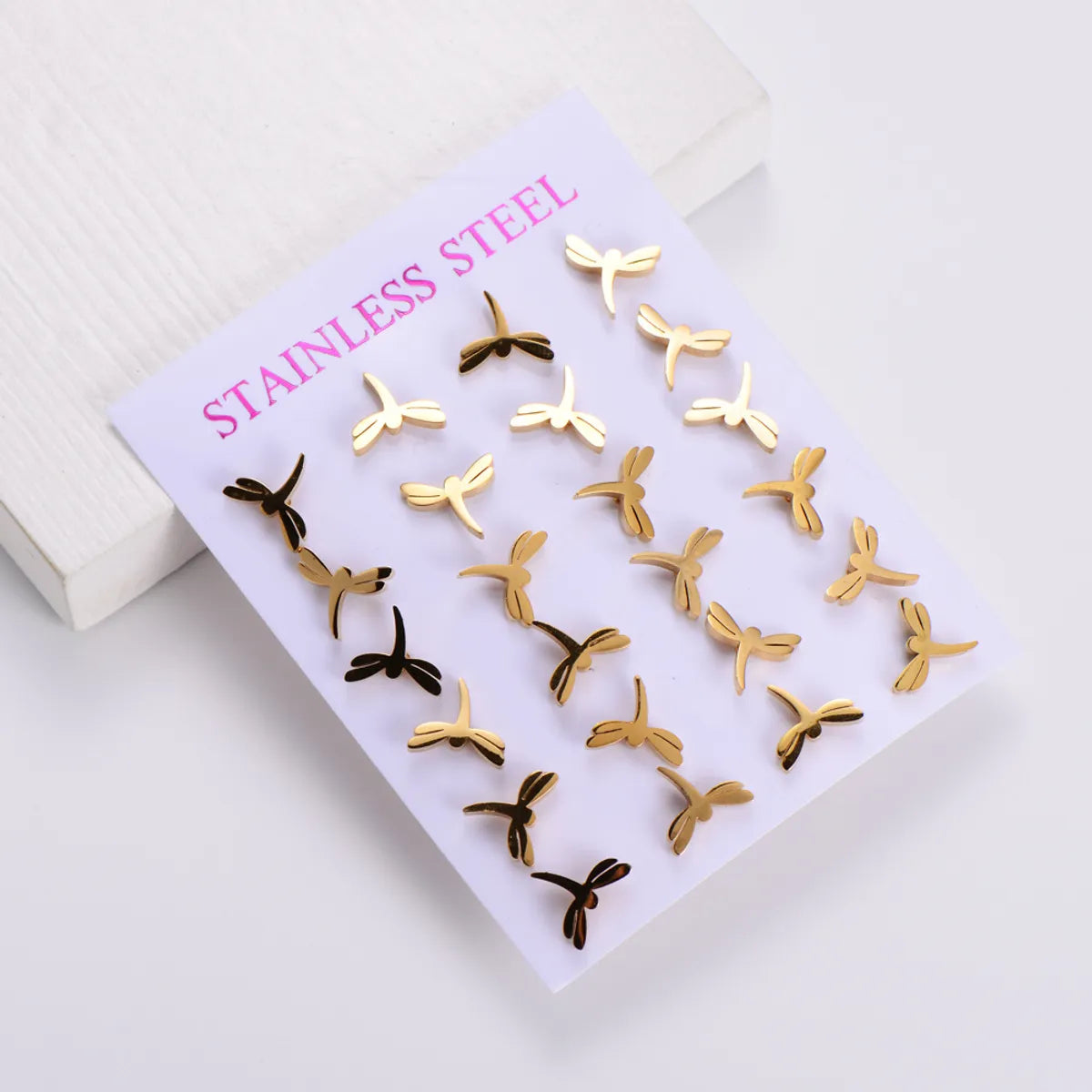 1 Set Simple Style Dragonfly Plating Stainless Steel Ear Studs