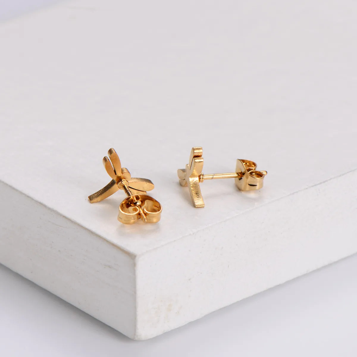 1 Set Simple Style Dragonfly Plating Stainless Steel Ear Studs