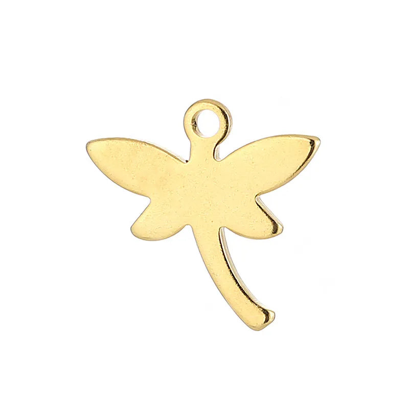 1 Piece Stainless Steel 18K Gold Plated Dragonfly