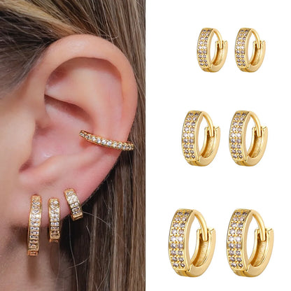 Simple Style Ear Buckle Copper Micro Inlaid Zircon Earrings