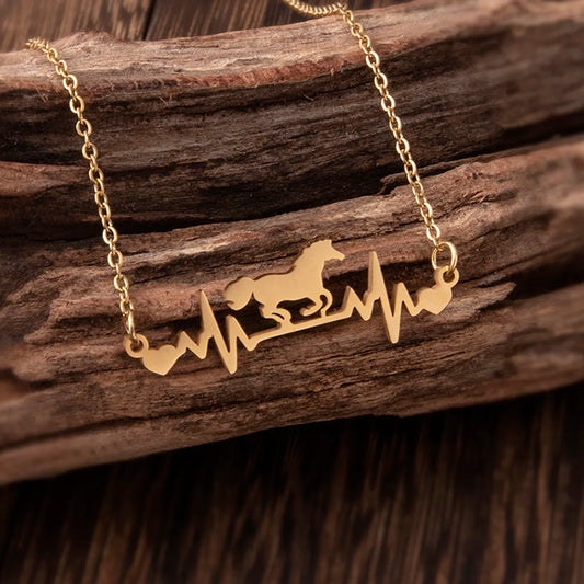 Simple Style Electrocardiogram Horse Stainless Steel Necklace 1 Piece