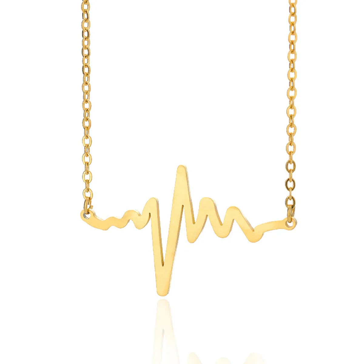 Simple Style Electrocardiogram Stainless Steel Titanium Steel Plating Necklace