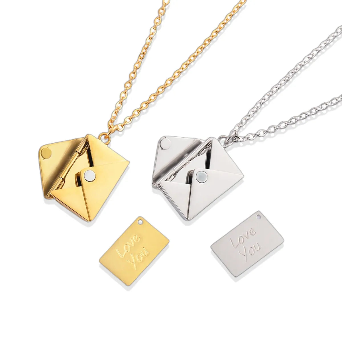 Simple Style Envelope Stainless Steel Titanium Steel Plating Pendant Necklace