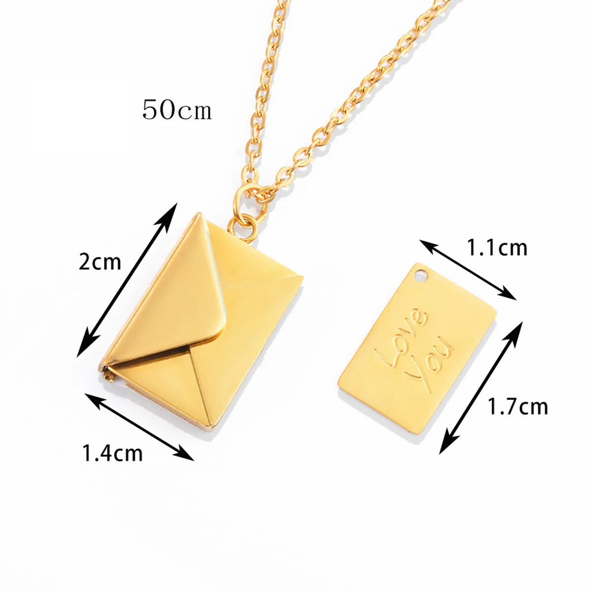 Simple Style Envelope Stainless Steel Titanium Steel Plating Pendant Necklace