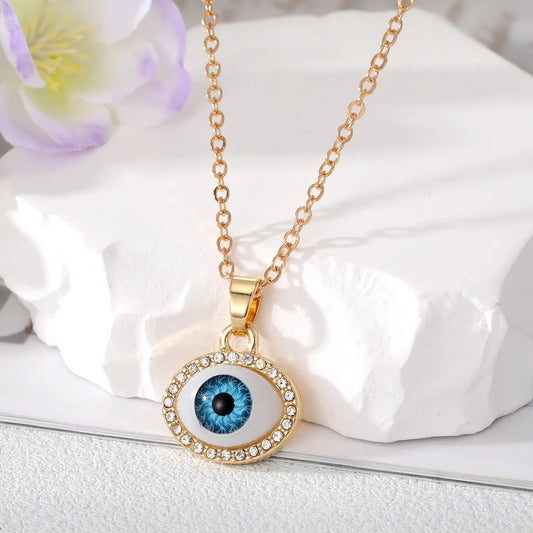 Simple Style Eye Alloy Inlaid Zircon Necklace 1 Piece