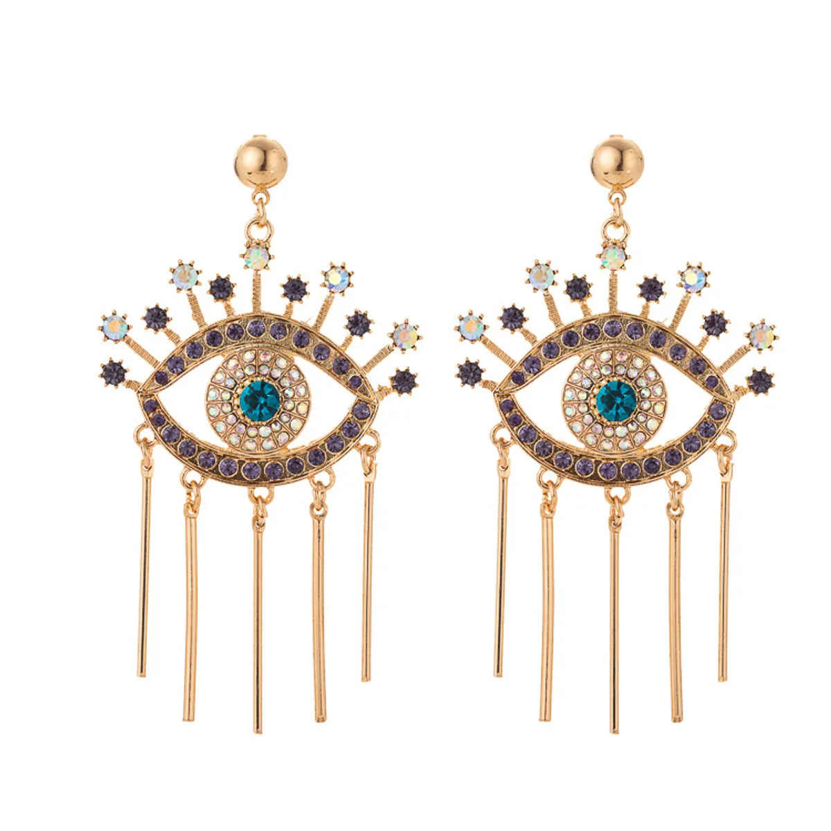 Simple Style Eye Alloy Inlay Rhinestones Women's Drop Earrings