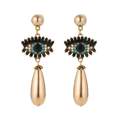 Simple Style Eye Alloy Inlay Rhinestones Women's Drop Earrings