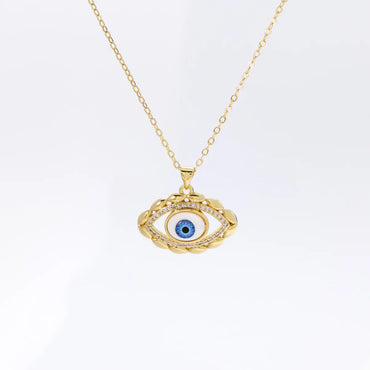 Simple Style Eye Copper Plating Rhinestones Pendant Necklace 1 Piece