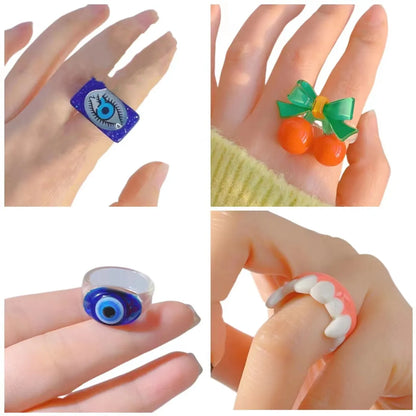 Simple Style Eye Plastic Resin Patchwork Women'S Rings