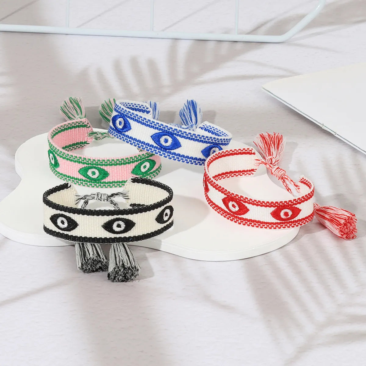 Simple Style Eye Polyester Embroidery Tassel Women's Drawstring Bracelets