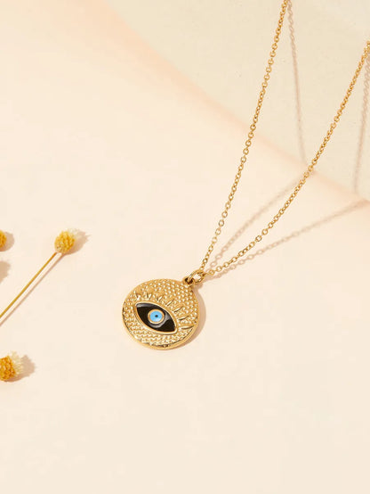 Simple Style Eye Stainless Steel 18k Gold Plated Pendant Necklace