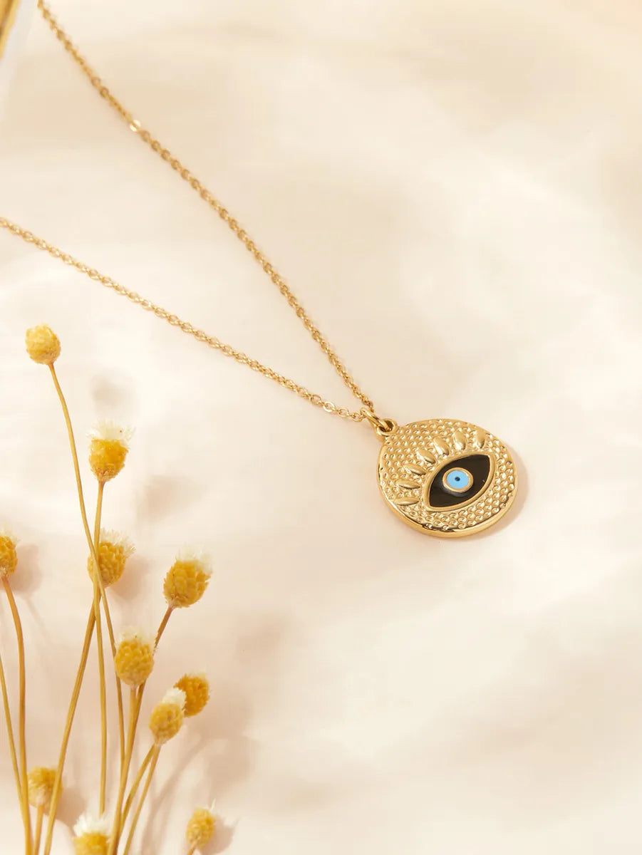 Simple Style Eye Stainless Steel 18k Gold Plated Pendant Necklace