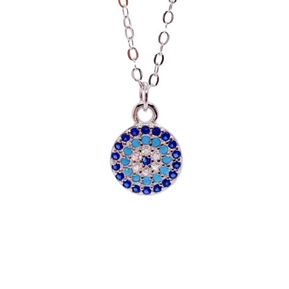 Simple Style Eye Sterling Silver Inlay Rhinestones Pendant Necklace