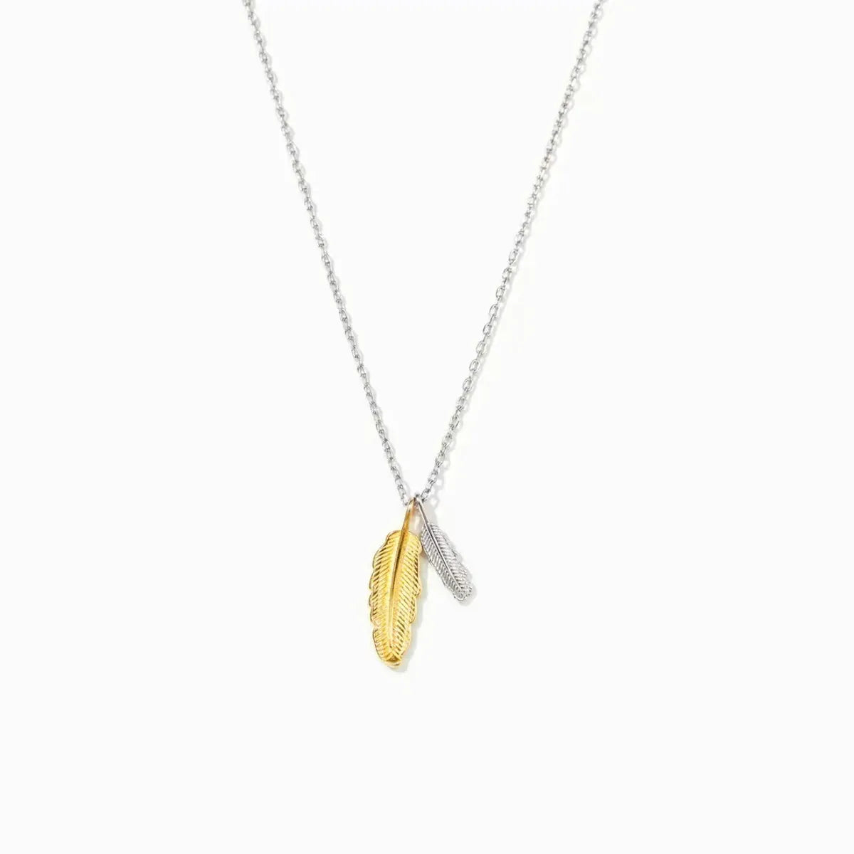 Simple Style Feather Sterling Silver Plating Pendant Necklace