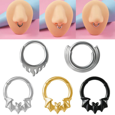 Simple Style Flame Bat Stainless Steel Plating Gold Plated Nose Ring